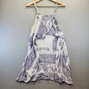 Kathmandu Imports Ganesha Sanskrit Rayon Cami Top White Purple Boho Hippie Nepal
